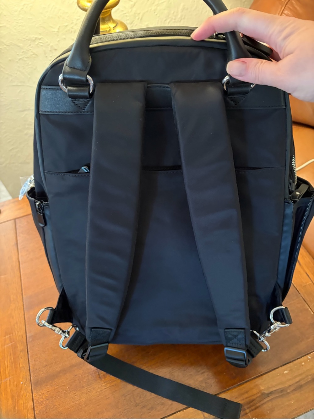 Lo & Sons Black Travel Backpack with Leather Trim - Picture 9 of 13